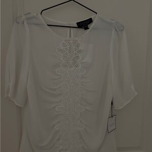 Laundry by Shelli Segal White Lace Accent Blouse